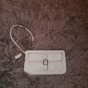 Coach Leather Wristlet Purse - White